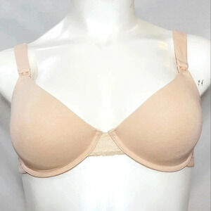 Gilligan O'Malley 90% Cotton Nursing Maternity Lace Trim Underwire Bra 34DDD Nud